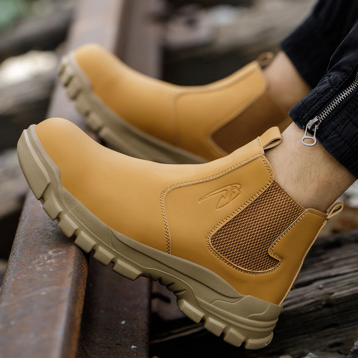 Chaussures de sécurité imperméables pour hommes, bottes en cuir à embout d'acier, chaussures de chantier indestructibles, baskets marron