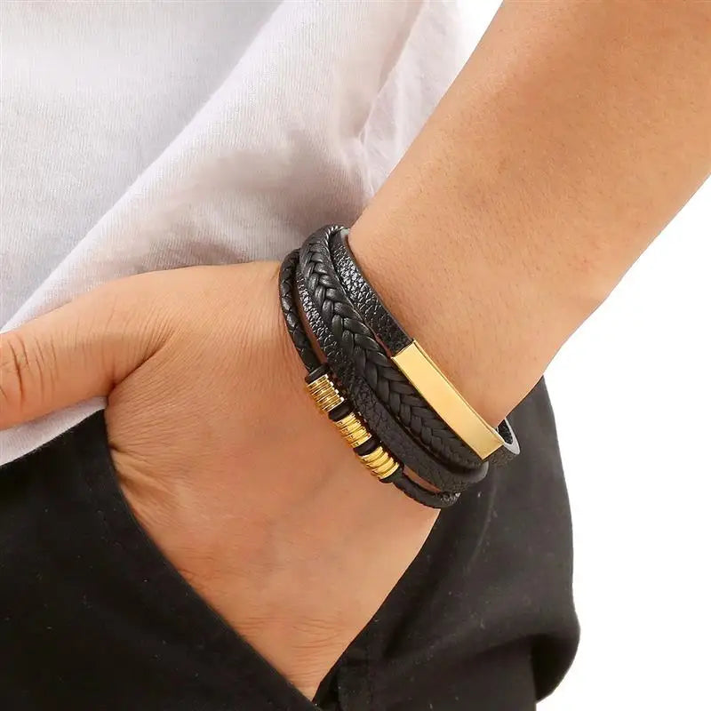 Bracelet en cuir classique pour hommes, nouveau Style, tissé à la main, multicouche, accessoire combiné, mode homme, bijoux, vente en gros, livraison directe