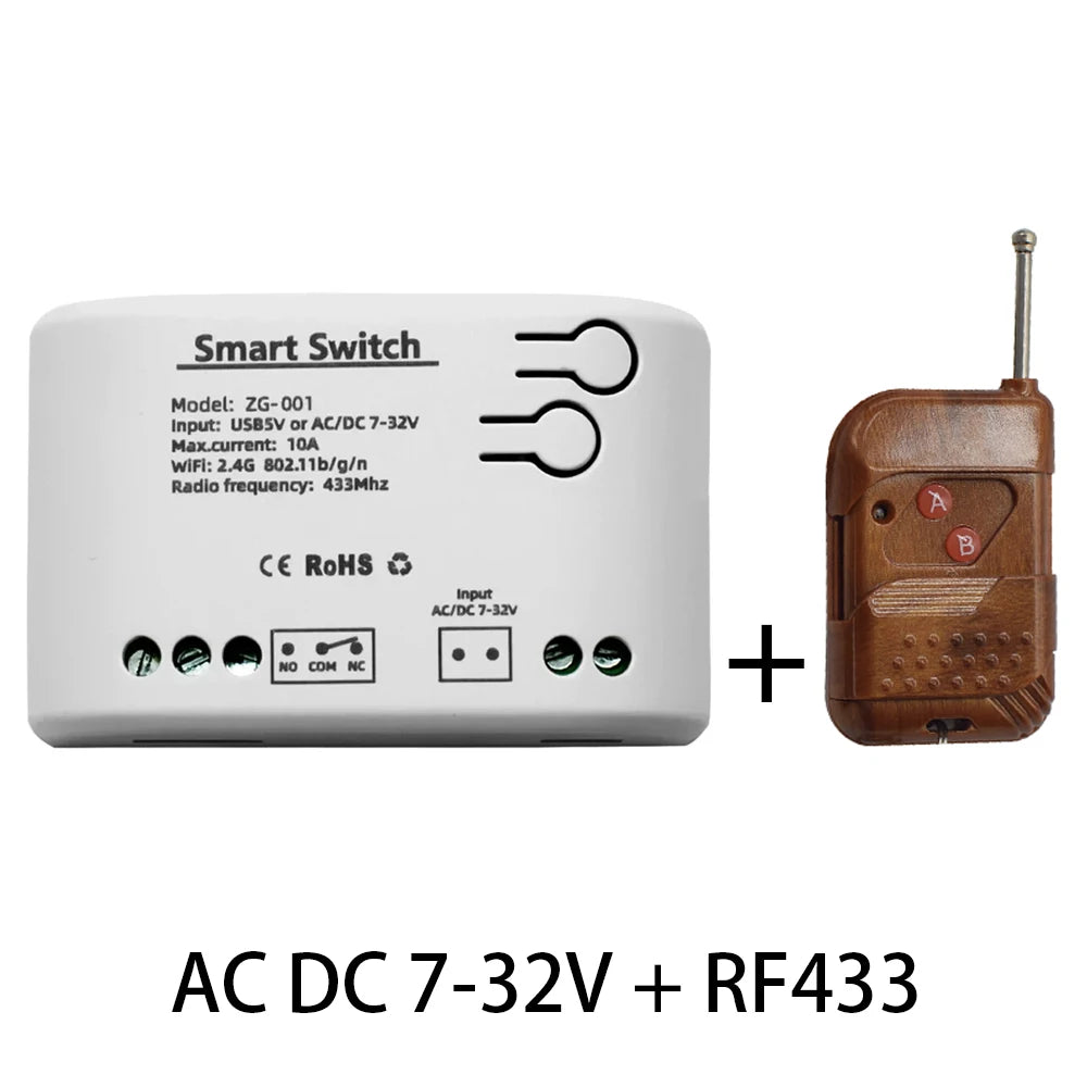 Contrôleur intelligent Zigbee unidirectionnel, interrupteur à distance, module relais pour garage avec disjoncteur intelligent RF433 et minuterie Alexa