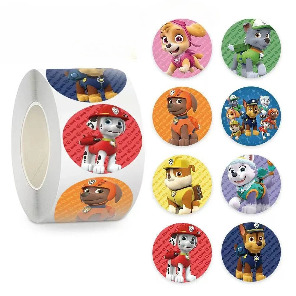 Autocollants de dessin animé Paw Patrol pour enfants, 500 pièces, fournitures de papeterie mignonnes pour enfants, fournitures scolaires pour enseignants, autocollants de récompense, jouets cadeaux, nouvelle collection