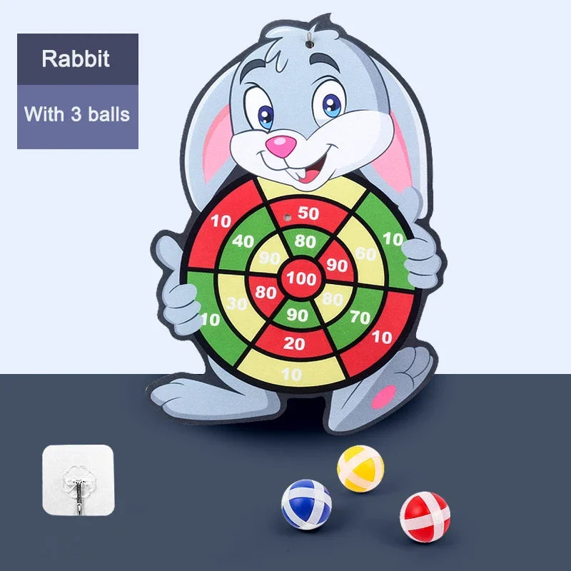 Dart Board for Kids with 3 Sticky Balls Indoor Outdoor Sport Party Games Cartoon Animal Dart Board Toys Christmas Gift