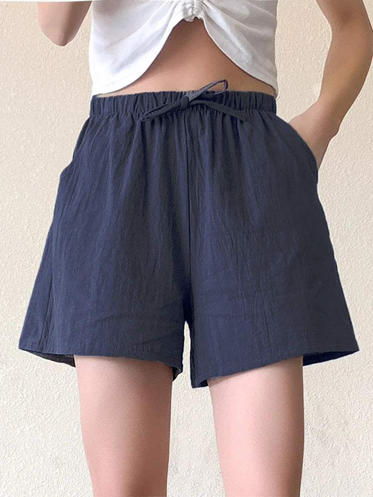 ITOOLIN Short en lin décontracté pour femme, short de sport taille haute noir, short femme, short de sport femme