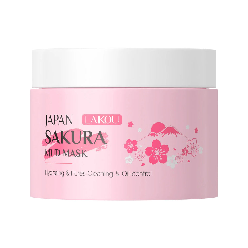 Laikou Sakura Masque de boue Nettoyant profond Contrôle des sébums Équilibre Antioxyde Rétrécissement des pores Enlève les points noirs Masque rafraîchissant du visage 90/25g