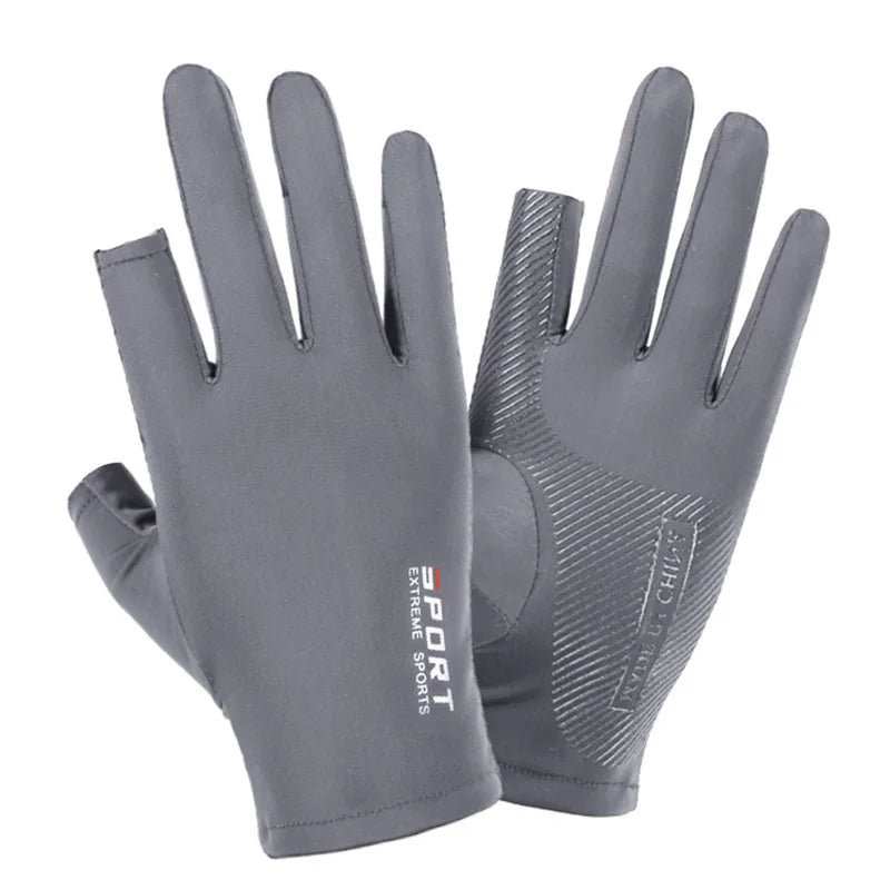 Gants demi-doigts en soie glacée, hautement élastiques, respirants et offrant une protection solaire optimale, pour hommes et femmes (1 paire). Gants fins pour activités de plein air : cyclisme, conduite, pêche