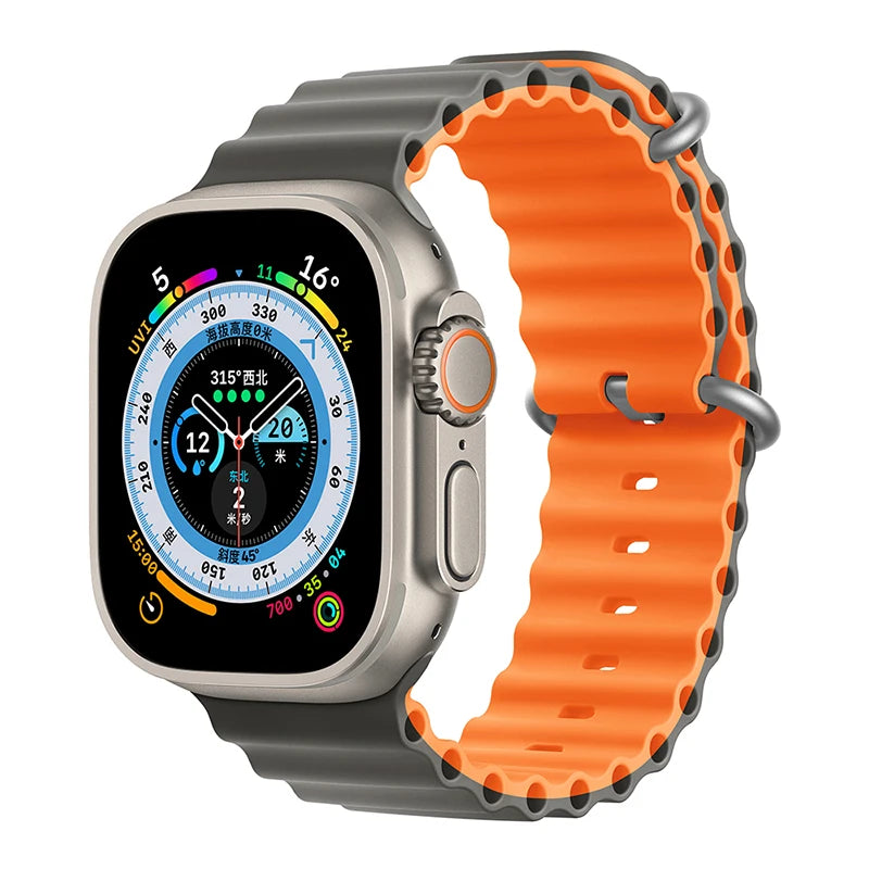 Bracelet océan en Silicone pour bracelets de montre Apple 45mm 46mm 40mm Ultra 2 49mm 44mm 41mm 38-42mm bracelet de sport série 10 9 8 7 6 5 4 SE