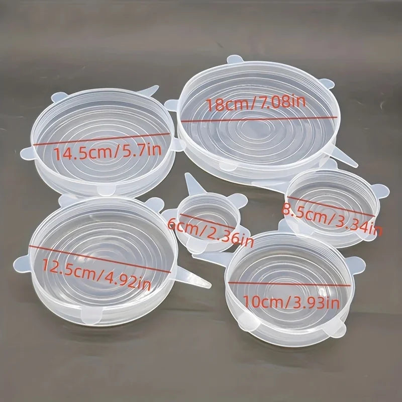 6 pièces/ensemble ustensiles de cuisine en Silicone Transparent conservation de la fraîcheur couvercle de bol universel extensible réfrigérateur four à micro-ondes scellé