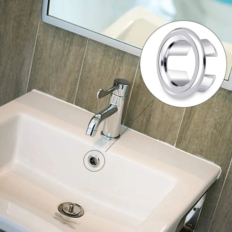 Couvercle de trop-plein de trou d'évier en plastique, pour cuisine, salle de bains, garniture de lavabo, bouchon de vidange de bain, lavabo rond, anneau de débordement, 4 pièces
