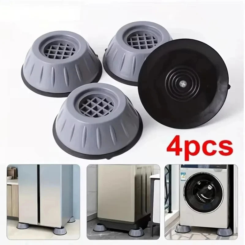 Lot de 4 patins anti-vibrations en caoutchouc antidérapants et silencieux pour pieds de meubles, compatibles avec tous les appareils électroménagers (lave-linge, réfrigérateur, etc.)