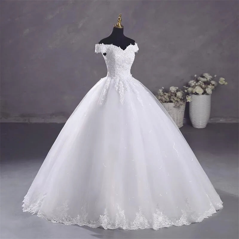 Robe de mariée Ashley Gloria Pure White, élégante robe de bal à col bateau, simple, Vestido De Noiva, grande taille, robe De Mariee