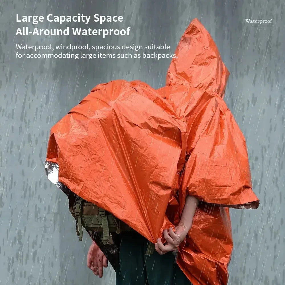 Poncho imperméable d'urgence, couverture imperméable, équipement de Camping de survie, isolation contre le froid, vêtements de pluie, équipement de Camping