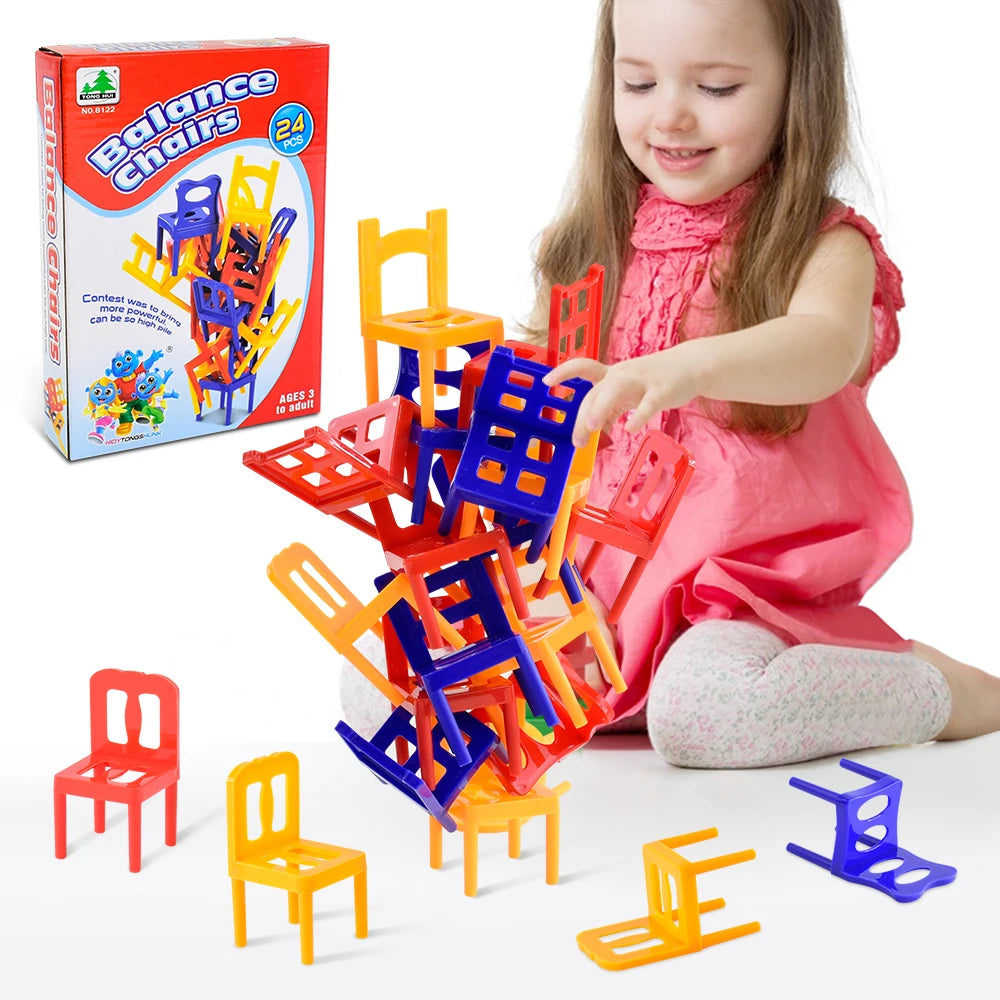 Chaise pliante pour enfants, jeu d'équilibre, jeu de bureau amusant, chaise d'équilibre pour adultes et enfants, jeu d'empilage, jouet interactif, cadeau