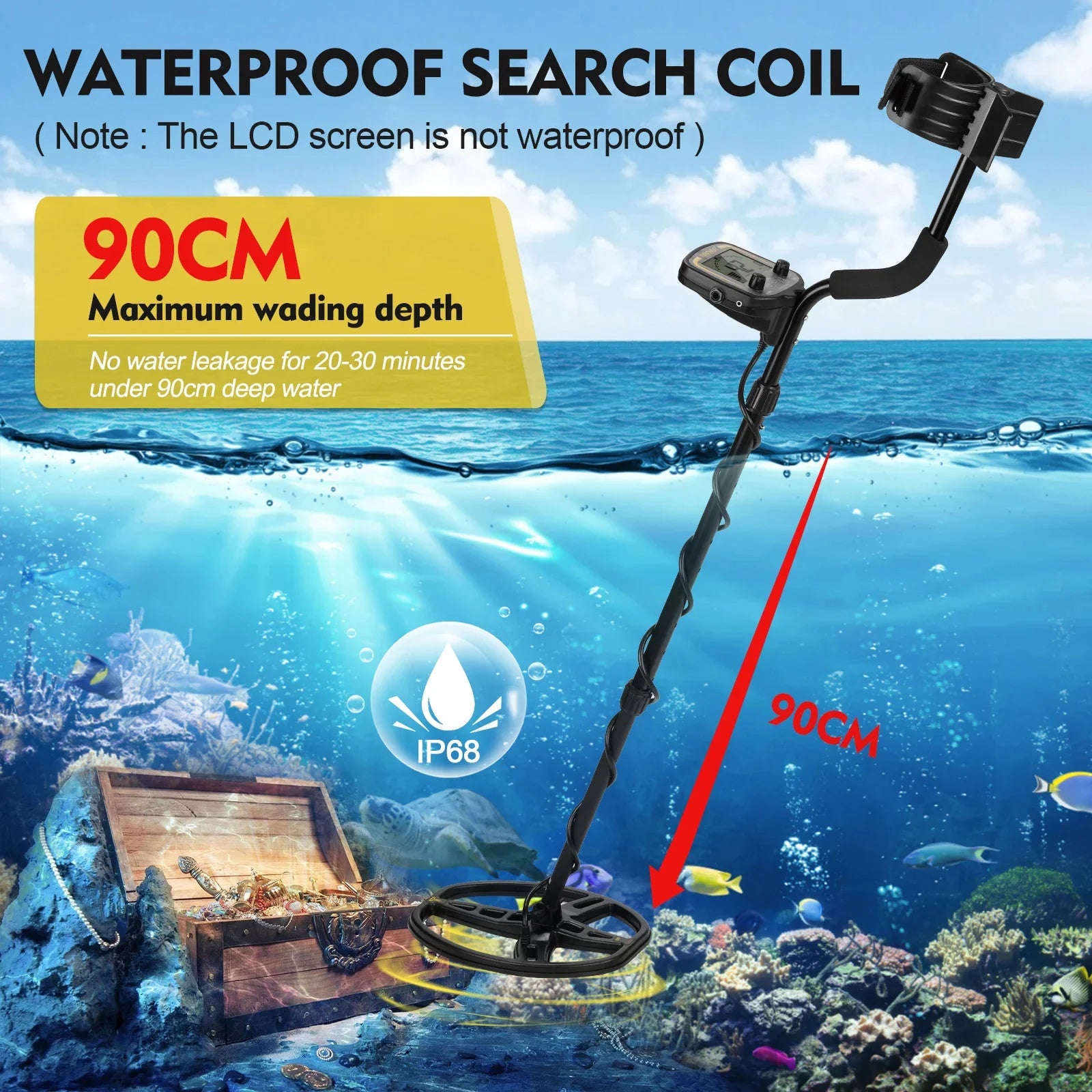 Détecteur de métaux numérique LCD TX-850 pour la recherche professionnelle de métaux souterrains, la prospection d'or et la chasse au trésor.