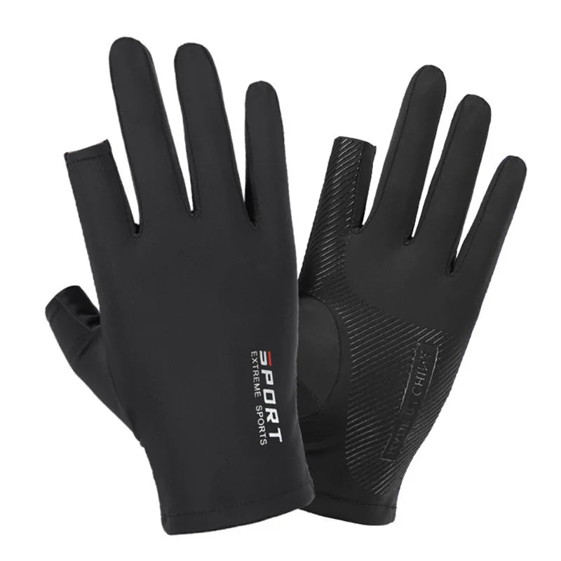 Gants demi-doigts en soie glacée, hautement élastiques, respirants et offrant une protection solaire optimale, pour hommes et femmes (1 paire). Gants fins pour activités de plein air : cyclisme, conduite, pêche