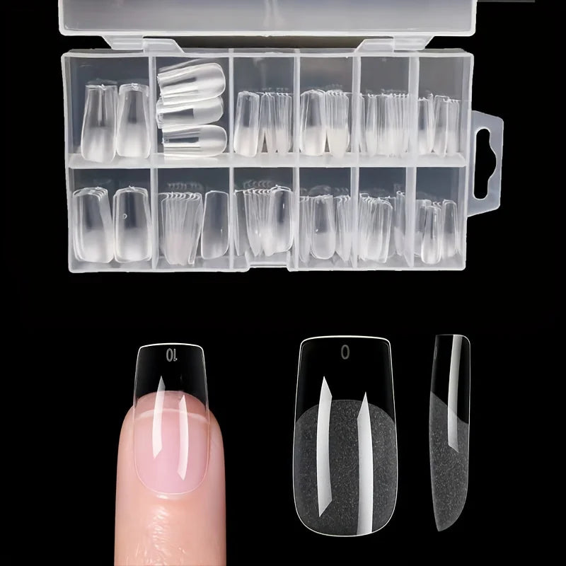 120 capsules d'ongles à pression à couverture complète, forme stiletto, amande, carrée, cercueil, française, faux ongles en gel à tremper, capsules