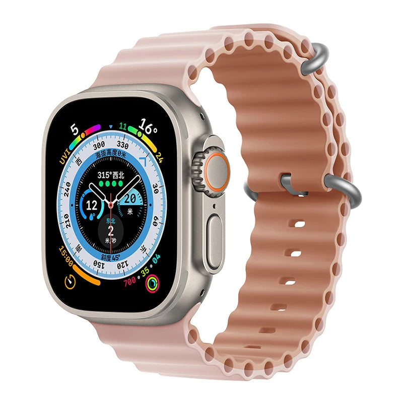Bracelet océan en Silicone pour bracelets de montre Apple 45mm 46mm 40mm Ultra 2 49mm 44mm 41mm 38-42mm bracelet de sport série 10 9 8 7 6 5 4 SE