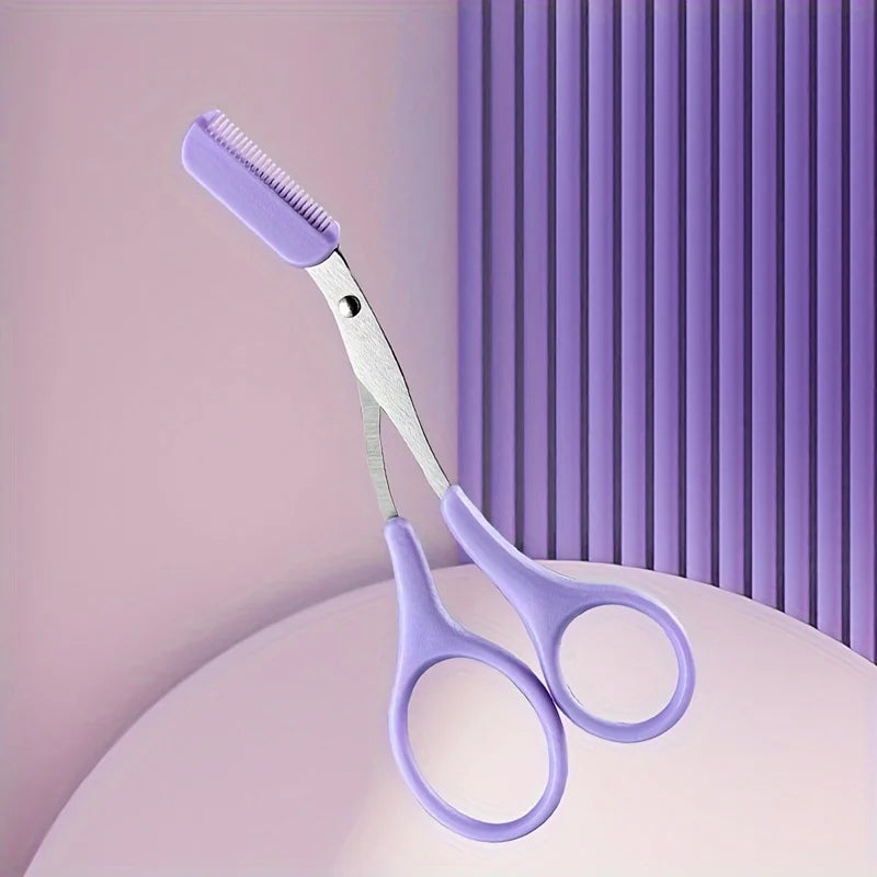 Ciseaux de rasoir à sourcils en acier inoxydable, tondeuse anti-rayures sûre pour débutants, outil de beauté tranchant en croissant, multicolore