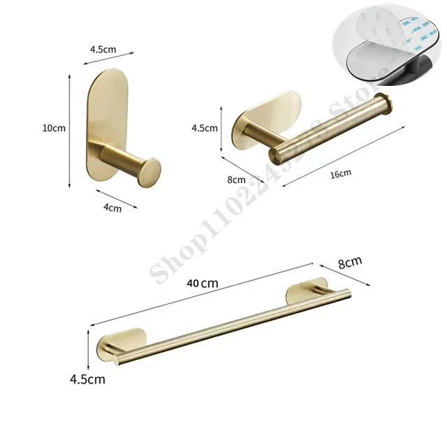 Support mural adhésif pour essuie-tout sous meuble, pour la cuisine et la salle de bain. Porte-rouleau d'essuie-tout doré