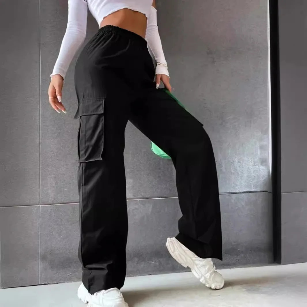 Mode femmes Baggy Joggers pantalon décontracté Communte femme Chic droit Cargo pantalon élastique taille haute élégant surdimensionné pantalon