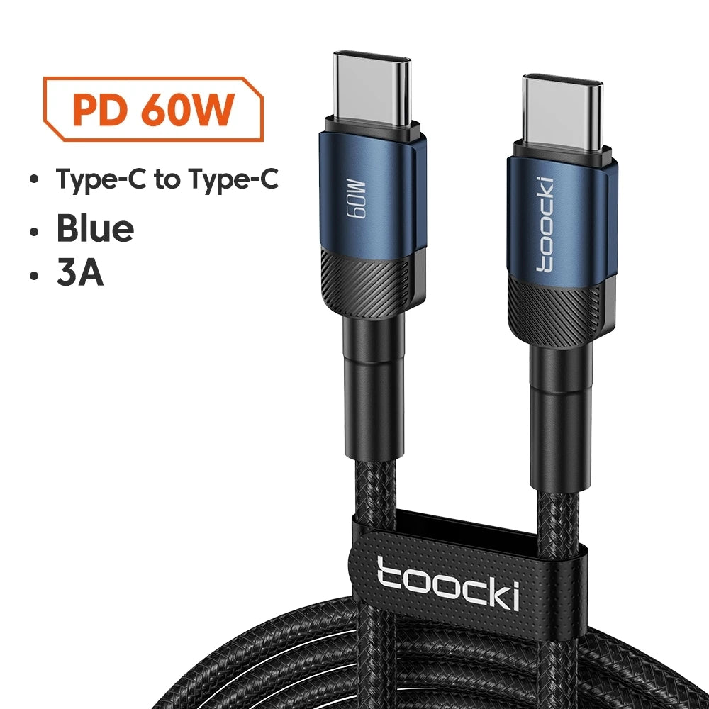 Toocki 100W Type C vers USB C câble PD 3.0 Charge rapide 4.0 Charge rapide Type C vers Type C pour iPhone 15 Macbook Samsung Xiaomi
