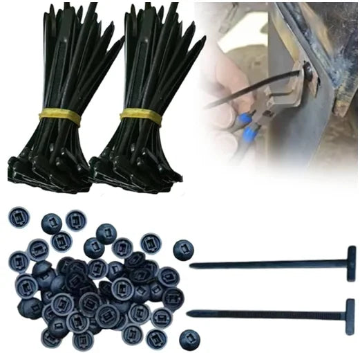 Boucle d'attache de câble universelle en Nylon, support d'attaches à fermeture éclair robuste avec conception de broches et de boutons, attaches de câble en plastique, attaches d'outils pour carrosserie de voiture