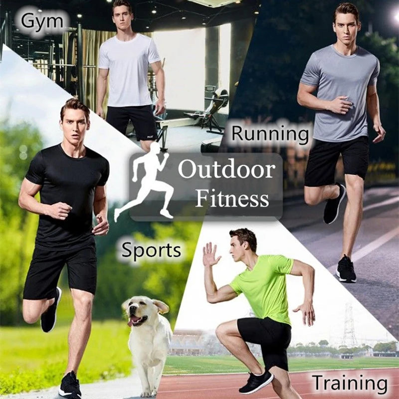 T-Shirt à manches courtes pour hommes, séchage rapide, course à pied, évacuation de l'humidité, col rond, entraînement, exercice, chemise de Sport, hauts légers