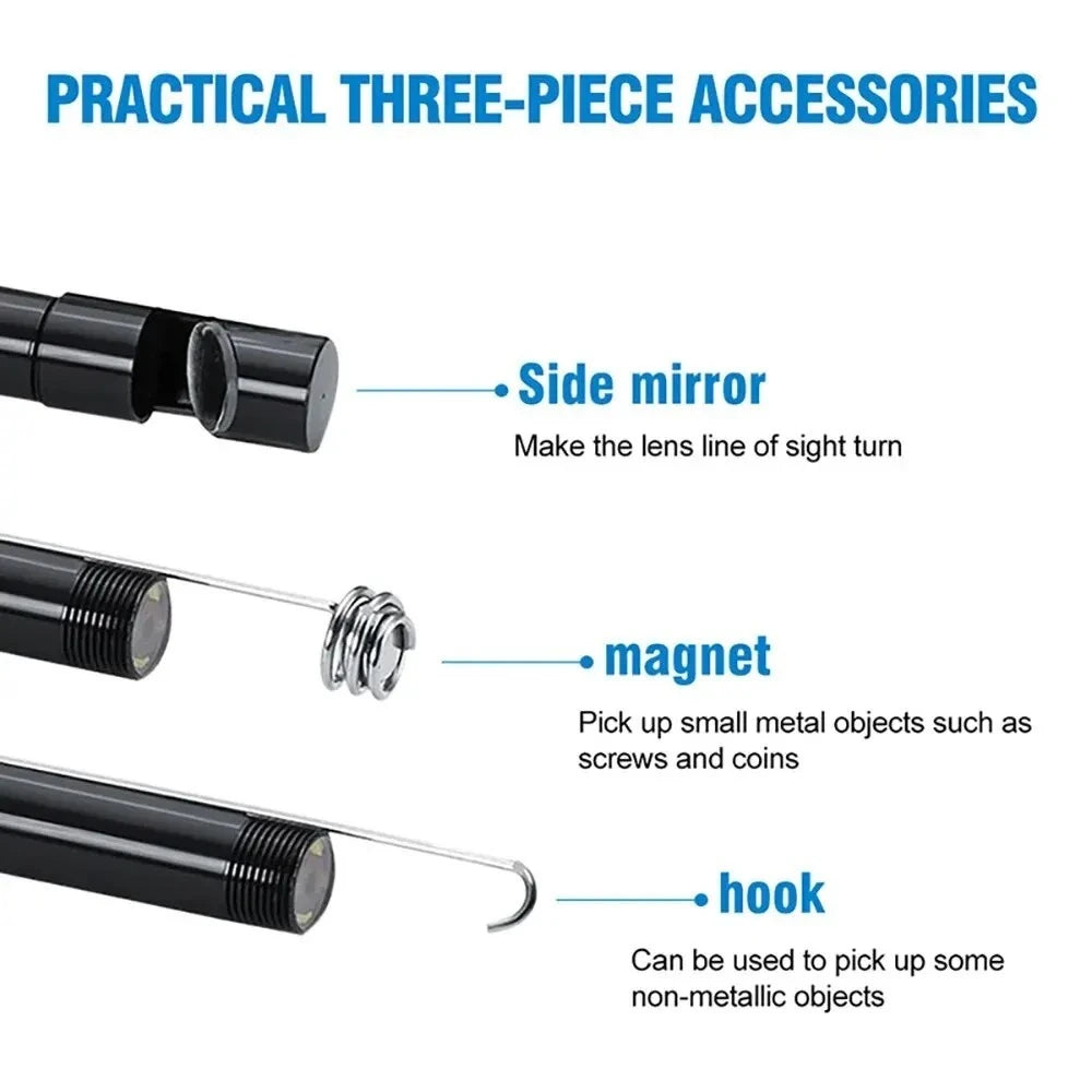 Endoscope USB pour téléphone Android OTG, caméra serpent d'inspection, boroscope 5.5mm, étanche IP67 avec 6 lumières LED pour Type C