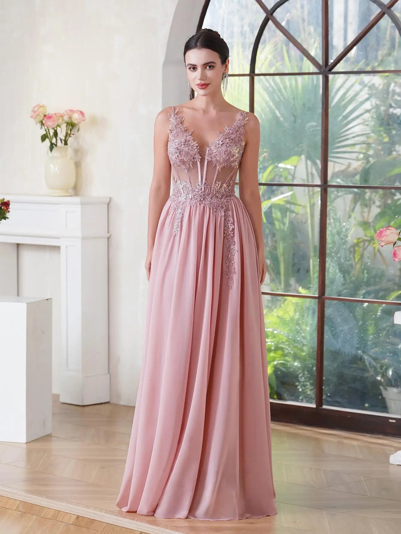 Robe de soirée bleu marine à fines bretelles, coupe trapèze, collection 2025, élégante robe de bal illusion ornée de perles et d'appliques, robe de gala