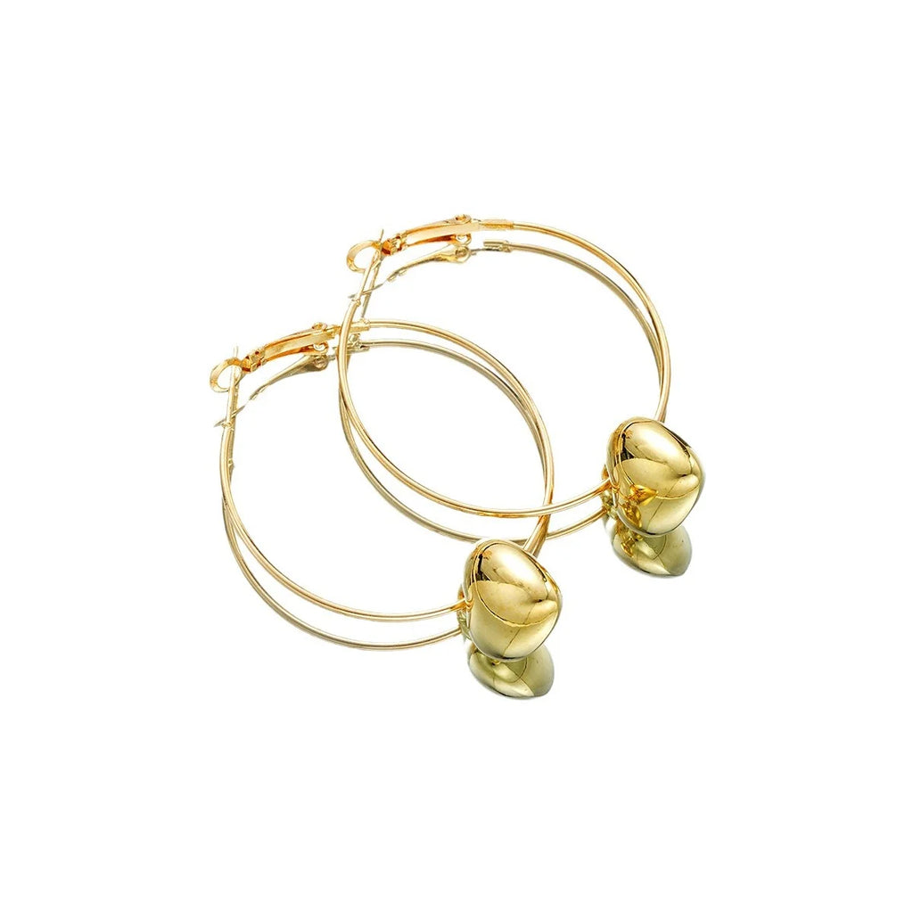 Boucles d'oreilles pendantes en forme de cœur pour femmes, Design couleur or, grand cercle exagéré, bijoux coréens, cadeau, nouvelle collection 2024