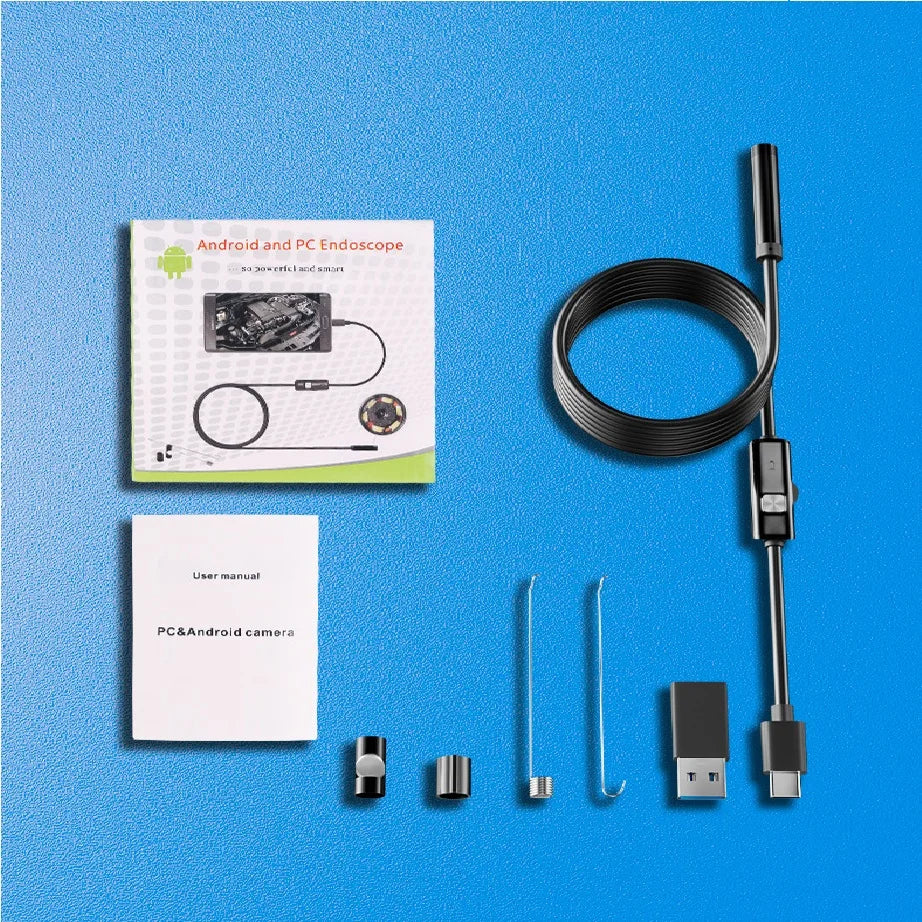 Caméra d'inspection endoscopique USB avec lumière, Endoscope avec caméra serpent Semi-rigide, caméra d'inspection USB étanche pour type-c