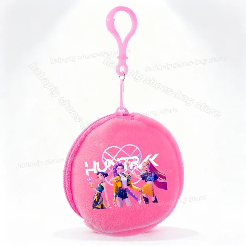 Mini porte-monnaie Kpop Demon Hunters pour fille, pochette ronde, portefeuille à fermeture éclair avec écouteurs et porte-clés, motif Zoey Mira Rumi, pour enfants