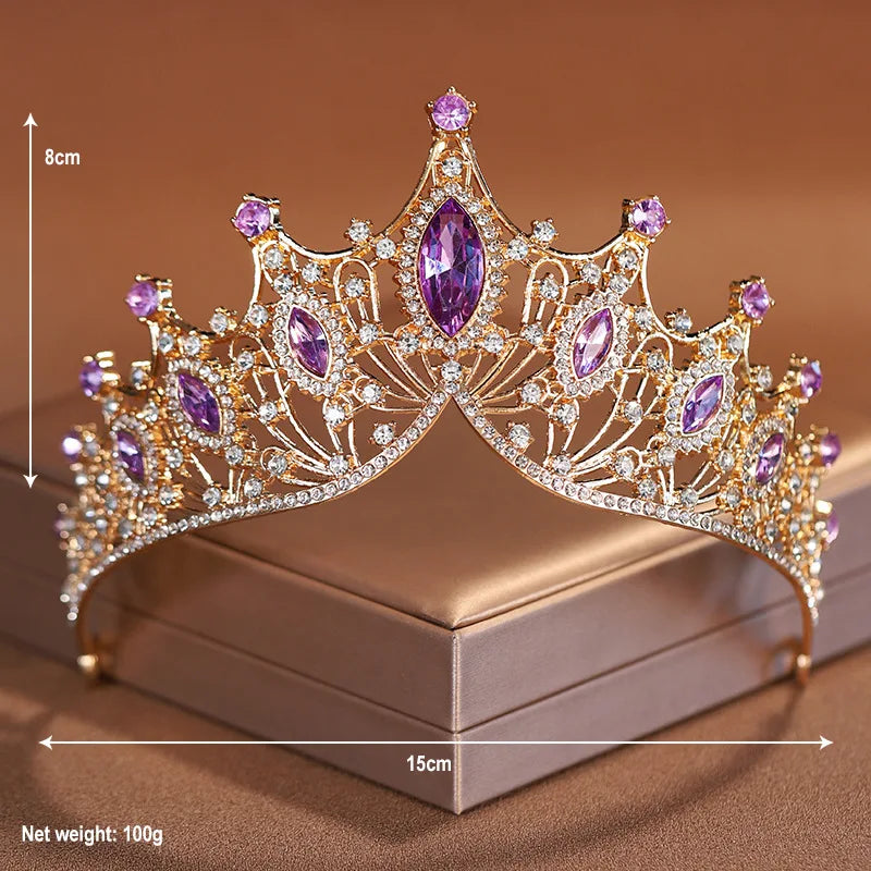 Couronne de mariée en cristal argenté, ornée de strass, idéale pour les mariages et les fêtes
