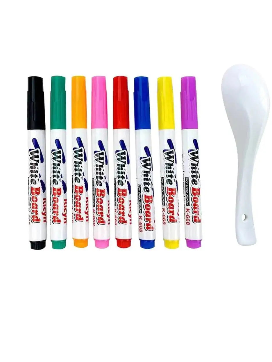Stylos à eau flottants, stylos à encre magique avec cuillère, peinture à l'eau à la craie flottante, kit de dessin graffiti pour enfants