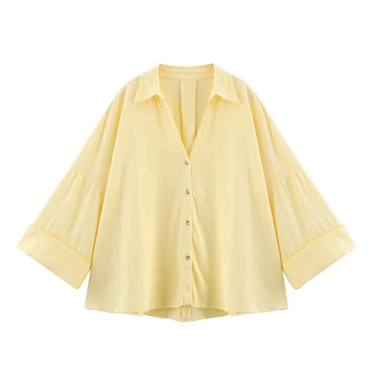 HipSeam chemise à manches larges femmes printemps ourlet asymétrique bouton chemises pour femmes Simple dame Johnny col chemises et chemisiers en lin
