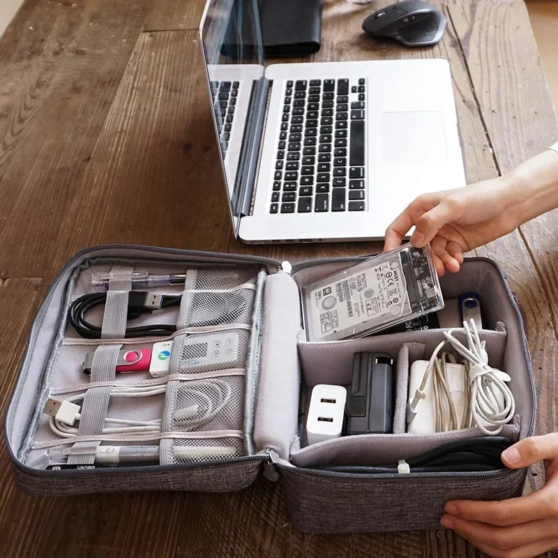 Portable Tech Organizer Case for Electronic Accessories Cables Earphones Storag