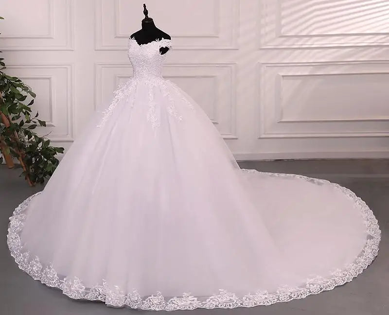 Robe de mariée Ashley Gloria Pure White, élégante robe de bal à col bateau, simple, Vestido De Noiva, grande taille, robe De Mariee