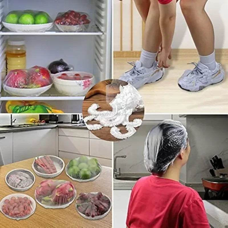 Couvercle alimentaire jetable coloré, couvercle anti-poussière de qualité alimentaire, film plastique élastique, bonnet de douche, couvercle pour aliments aux fruits, sac de conservation frais