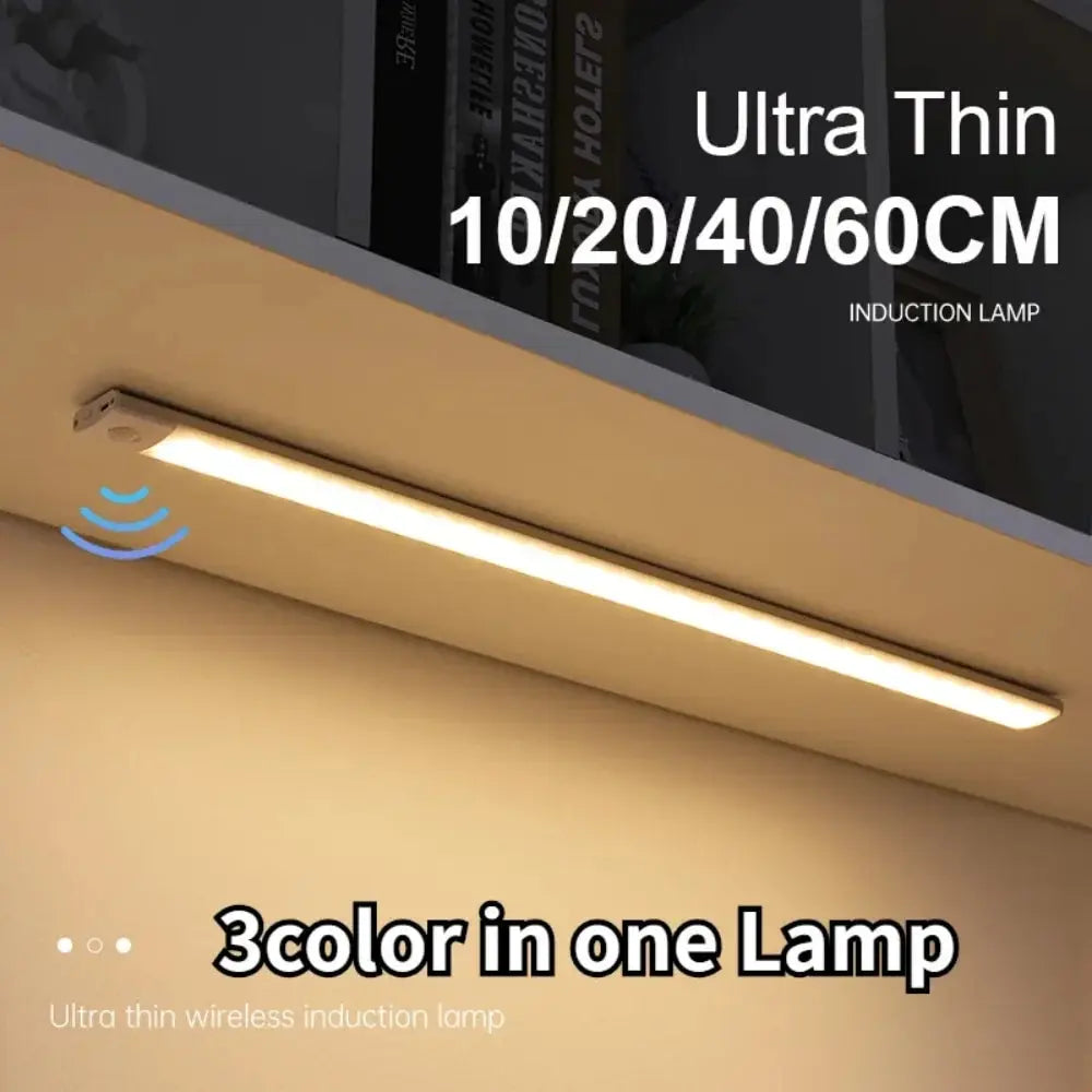Éclairage intérieur ultra-fin à détecteur de mouvement LED sans fil USB sous les meubles de cuisine, de chambre et d'armoire. Idéal pour les meubles de cuisine, de chambre et d'intérieur