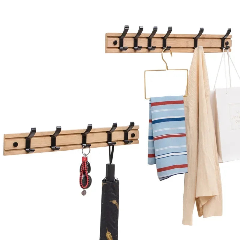 Meubles de chambre de style nordique : porte-manteau, cintres, crochets pour vêtements, porte-chapeaux en bambou, crochet mural.