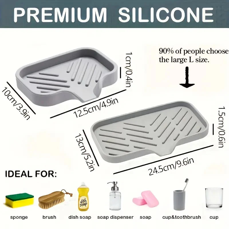 Tapis de robinet en silicone, plateau d'évier, distributeur de savon, éponge, tapis d'égouttage, plateau de rangement pour comptoir, porte-savon
