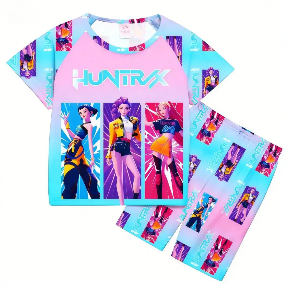 Pyjamas pour filles et enfants de 3 à 12 ans - Pyjama court d'été pour petits garçons - Thème Kpop Demon Hunters