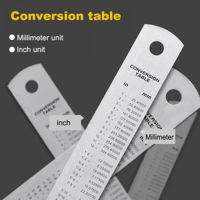 Deli Stainless Steel Ruler 15/20/30cm Metal Straight Ruler for Home School Precision Measuring Drawing Tool Supplies 1/2/5pcs