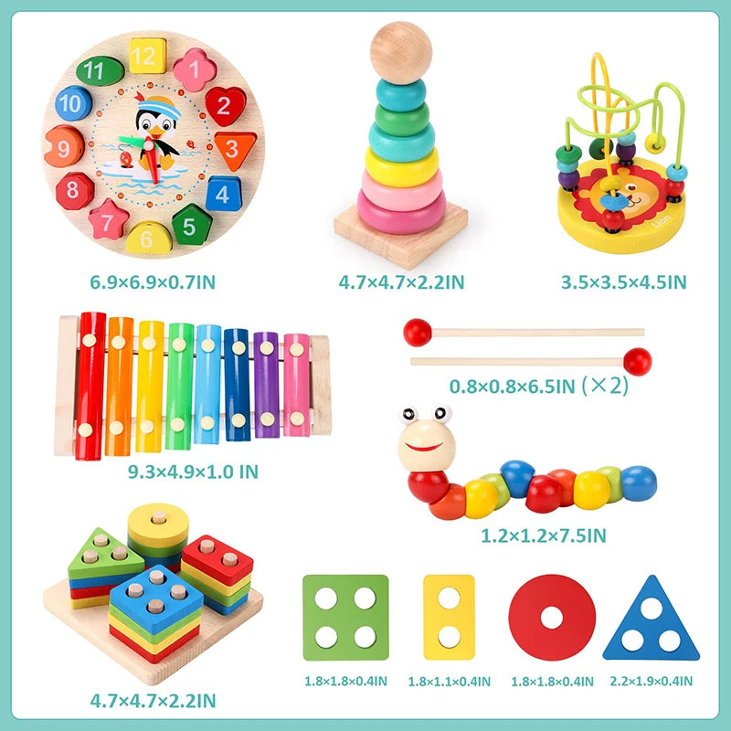 Jouets Montessori pour bébés, puzzles 3D en bois, jeux d'éveil, jouets éducatifs en bois pour enfants, cadeaux d'anniversaire