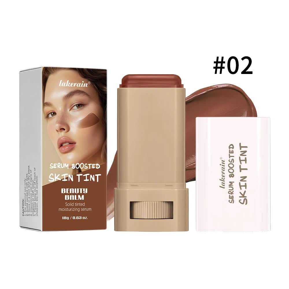 Fond de teint teinté, correcteur en stick, sérum de teint en stick, effet lissant et repulpant, haute couvrance, format voyage, teint bronze