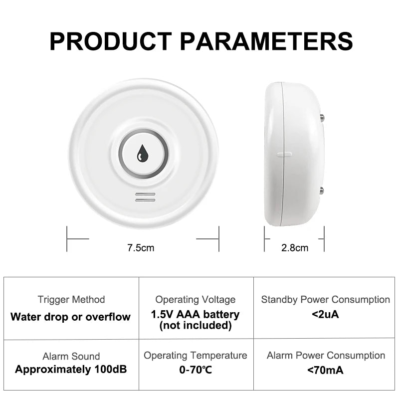 Tuya WiFi capteur d'inondation application Smart Life détection de capteur de fuite d'eau alarme sonore forte liaison alerte Application surveillance à distance