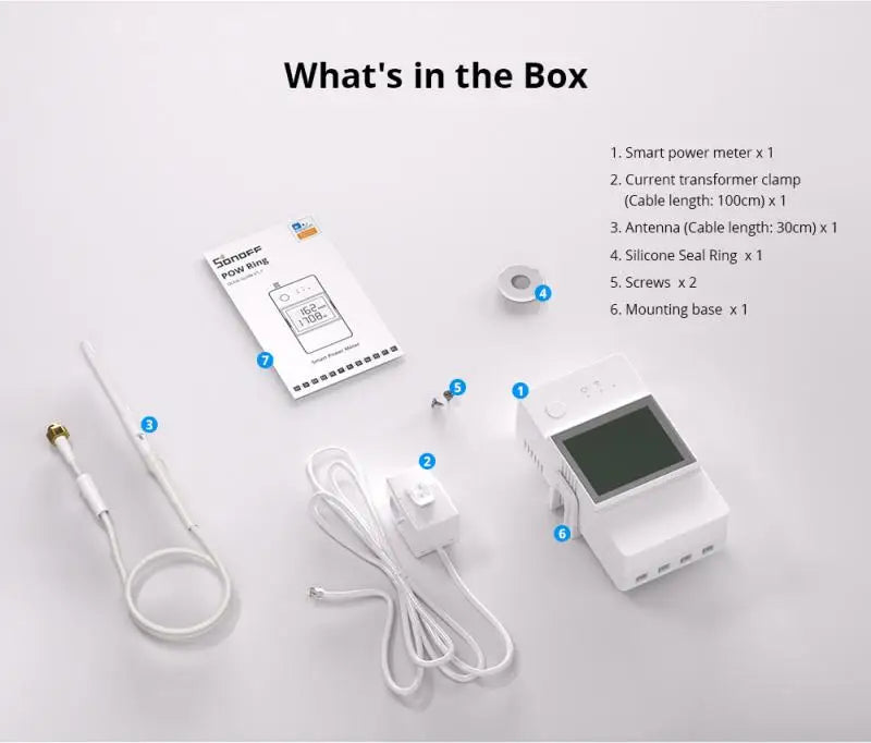 SONOFF POWCT POW Ring Compteur d'énergie intelligent Transformateur de courant 100 A Moniteur d'énergie Contacteur Compatible avec Alexa et Google IFTTT