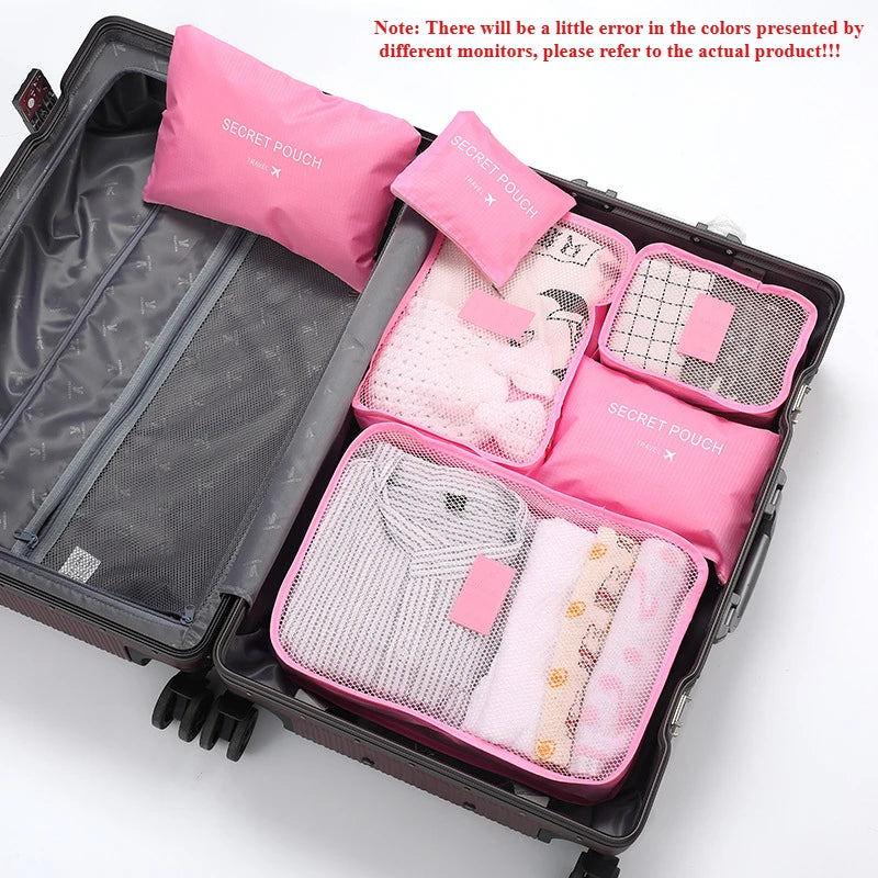 6pcs Set Travel Storage Bags Suitcase Packing Set Storage Cases Portable Luggage Organizer Clothes Shoe Foldable Organizer