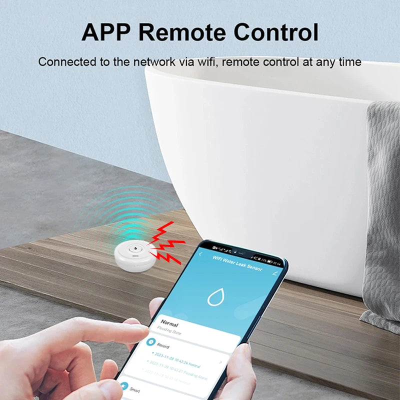 Tuya WiFi capteur d'inondation application Smart Life détection de capteur de fuite d'eau alarme sonore forte liaison alerte Application surveillance à distance