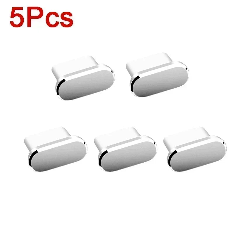 Lot de 4 bouchons anti-poussière USB-C avec brosse de nettoyage, pour ports de charge et téléphones Samsung, Xiaomi et tous les modèles de type C